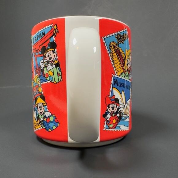 Disney World Travel Postage Stamp Mug/Cup Japan Ceramic Mickey Mouse VTG - Picture 2 of 16